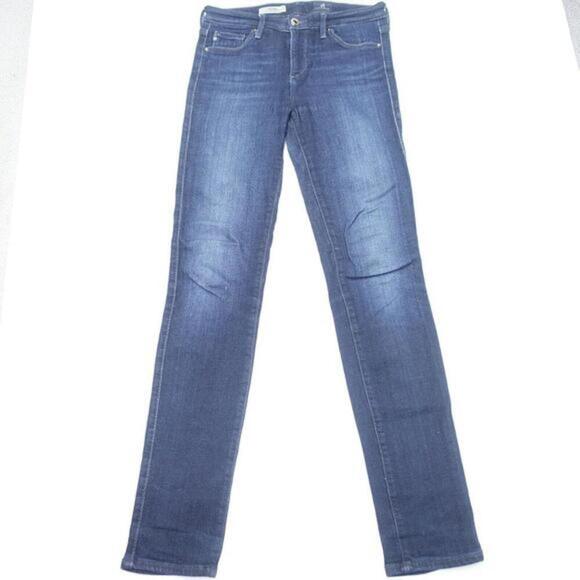 AG Adriano Goldschmied Jeans Women's 25 Blue Denim Mid-Rise Cigarette‎ Zip Fly - Picture 1 of 9